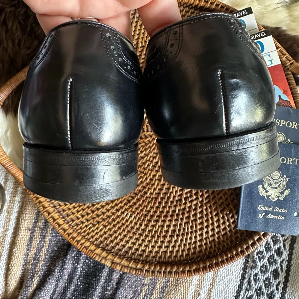 Florsheim Imperial Lexington Black Leather Wing Tip Tassel Loafers 10.5